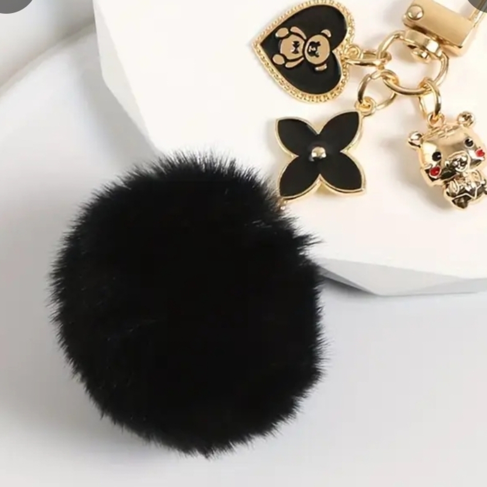 Black and Gold Keychain with Charms